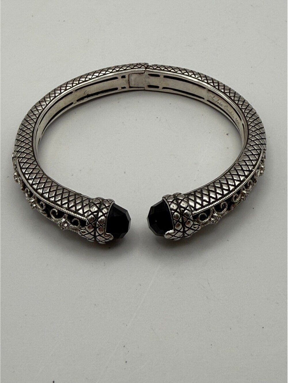 Andrea Candela La Sombra 925 Sterling Silver Black Onyx Diamond Cuff Bracelet